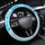 Fiji Masi With Hibiscus Tapa Tribal Steering Wheel Cover Sky Blue Pastel