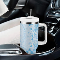 Fiji Masi With Hibiscus Tapa Tribal Tumbler With Handle Sky Blue Pastel LT01 - Polynesian Pride