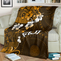Fiji Masi With Hibiscus Tapa Tribal Blanket Gold Version LT01 - Polynesian Pride