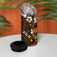 Fiji Masi 4 in 1 Can Cooler Tumbler Fijian Hibiscus Tapa Gold Version LT01 - Polynesian Pride