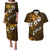 Fiji Masi With Hibiscus Tapa Tribal Couples Matching Puletasi Dress and Hawaiian Shirt Gold Version LT01 Gold - Polynesian Pride