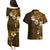 Fiji Masi With Hibiscus Tapa Tribal Couples Matching Puletasi Dress and Hawaiian Shirt Gold Version LT01 - Polynesian Pride