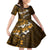 Fiji Masi With Hibiscus Tapa Tribal Family Matching Off Shoulder Long Sleeve Dress and Hawaiian Shirt Gold Version LT01 Daughter's Dress Gold - Polynesian Pride