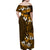 Fiji Masi With Hibiscus Tapa Tribal Family Matching Off Shoulder Maxi Dress and Hawaiian Shirt Gold Version LT01 - Polynesian Pride