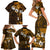 Fiji Masi With Hibiscus Tapa Tribal Family Matching Short Sleeve Bodycon Dress and Hawaiian Shirt Gold Version LT01 - Polynesian Pride