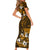 Fiji Masi With Hibiscus Tapa Tribal Family Matching Short Sleeve Bodycon Dress and Hawaiian Shirt Gold Version LT01 - Polynesian Pride