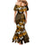 Fiji Masi With Hibiscus Tapa Tribal Mermaid Dress Gold Version LT01 - Polynesian Pride