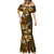 Fiji Masi With Hibiscus Tapa Tribal Mermaid Dress Gold Version LT01 - Polynesian Pride