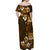 Fiji Masi With Hibiscus Tapa Tribal Off Shoulder Maxi Dress Gold Version LT01 - Polynesian Pride