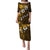 Fiji Masi With Hibiscus Tapa Tribal Puletasi Gold Version LT01 Long Dress Gold - Polynesian Pride