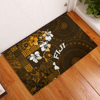 Fiji Masi With Hibiscus Tapa Tribal Rubber Doormat Gold Version LT01 Gold - Polynesian Pride