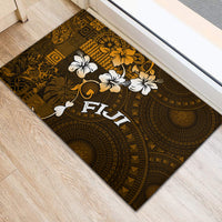 Fiji Masi With Hibiscus Tapa Tribal Rubber Doormat Gold Version LT01 - Polynesian Pride