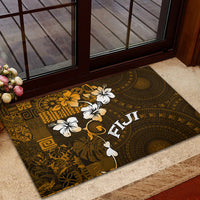 Fiji Masi With Hibiscus Tapa Tribal Rubber Doormat Gold Version LT01 - Polynesian Pride