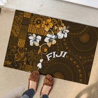 Fiji Masi With Hibiscus Tapa Tribal Rubber Doormat Gold Version LT01 - Polynesian Pride