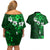 Fiji Masi Couples Matching Off Shoulder Short Dress and Hawaiian Shirt Fijian Hibiscus Tapa Green Version LT01 - Polynesian Pride