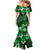 Fiji Masi Family Matching Mermaid Dress and Hawaiian Shirt Fijian Hibiscus Tapa Green Version LT01 - Polynesian Pride