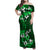 Fiji Masi Family Matching Off Shoulder Maxi Dress and Hawaiian Shirt Fijian Hibiscus Tapa Green Version LT01 Mom's Dress Green - Polynesian Pride