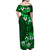 Fiji Masi Family Matching Off Shoulder Maxi Dress and Hawaiian Shirt Fijian Hibiscus Tapa Green Version LT01 - Polynesian Pride