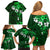 Fiji Masi Family Matching Off Shoulder Short Dress and Hawaiian Shirt Fijian Hibiscus Tapa Green Version LT01 - Polynesian Pride