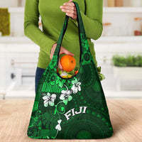 Fiji Masi Grocery Bag Fijian Hibiscus Tapa Green Version LT01 - Polynesian Pride