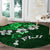 Fiji Masi Round Carpet Fijian Hibiscus Tapa Green Version LT01 - Polynesian Pride