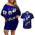 Fiji Masi Couples Matching Off Shoulder Short Dress and Hawaiian Shirt Fijian Hibiscus Navy Blue Gold Version LT01 Blue - Polynesian Pride