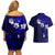 Fiji Masi Couples Matching Off Shoulder Short Dress and Hawaiian Shirt Fijian Hibiscus Navy Blue Gold Version LT01 - Polynesian Pride