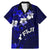 Fiji Masi Family Matching Mermaid Dress and Hawaiian Shirt Fijian Hibiscus Navy Blue Gold Version LT01 Dad's Shirt - Short Sleeve Blue - Polynesian Pride