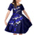 Fiji Masi Family Matching Off Shoulder Long Sleeve Dress and Hawaiian Shirt Fijian Hibiscus Navy Blue Gold Version LT01 Daughter's Dress Blue - Polynesian Pride