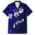 Fiji Masi Family Matching Off Shoulder Short Dress and Hawaiian Shirt Fijian Hibiscus Navy Blue Gold Version LT01 Dad's Shirt - Short Sleeve Blue - Polynesian Pride