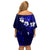 Fiji Masi Family Matching Off Shoulder Short Dress and Hawaiian Shirt Fijian Hibiscus Navy Blue Gold Version LT01 - Polynesian Pride