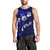 Fiji Masi Men Tank Top Fijian Hibiscus Navy Blue Gold Version LT01 - Polynesian Pride