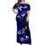 Fiji Masi Off Shoulder Maxi Dress Fijian Hibiscus Navy Blue Gold Version LT01 Women Blue - Polynesian Pride