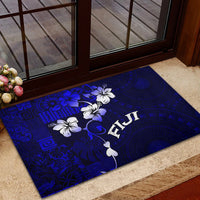 Fiji Masi Rubber Doormat Fijian Hibiscus Navy Blue Gold Version LT01 - Polynesian Pride
