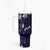 Fiji Masi Tumbler With Handle Fijian Hibiscus Tapa Navy Blue Version