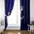 Fiji Masi Window Curtain Fijian Hibiscus Navy Blue Gold Version LT01 - Polynesian Pride