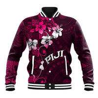 Fiji Masi Baseball Jacket Fijian Hibiscus Tapa Pink Version LT01 Unisex Pink - Polynesian Pride
