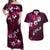 Fiji Masi Couples Matching Off Shoulder Maxi Dress and Hawaiian Shirt Fijian Hibiscus Tapa Pink Version LT01 Pink - Polynesian Pride