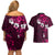 Fiji Masi Couples Matching Off Shoulder Short Dress and Hawaiian Shirt Fijian Hibiscus Tapa Pink Version LT01 - Polynesian Pride