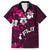 Fiji Masi Family Matching Off Shoulder Long Sleeve Dress and Hawaiian Shirt Fijian Hibiscus Tapa Pink Version LT01 Dad's Shirt - Short Sleeve Pink - Polynesian Pride