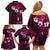 Fiji Masi Family Matching Off Shoulder Short Dress and Hawaiian Shirt Fijian Hibiscus Tapa Pink Version LT01 - Polynesian Pride