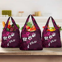 Fiji Masi Grocery Bag Fijian Hibiscus Tapa Pink Version LT01 3-pack One Size Pink - Polynesian Pride