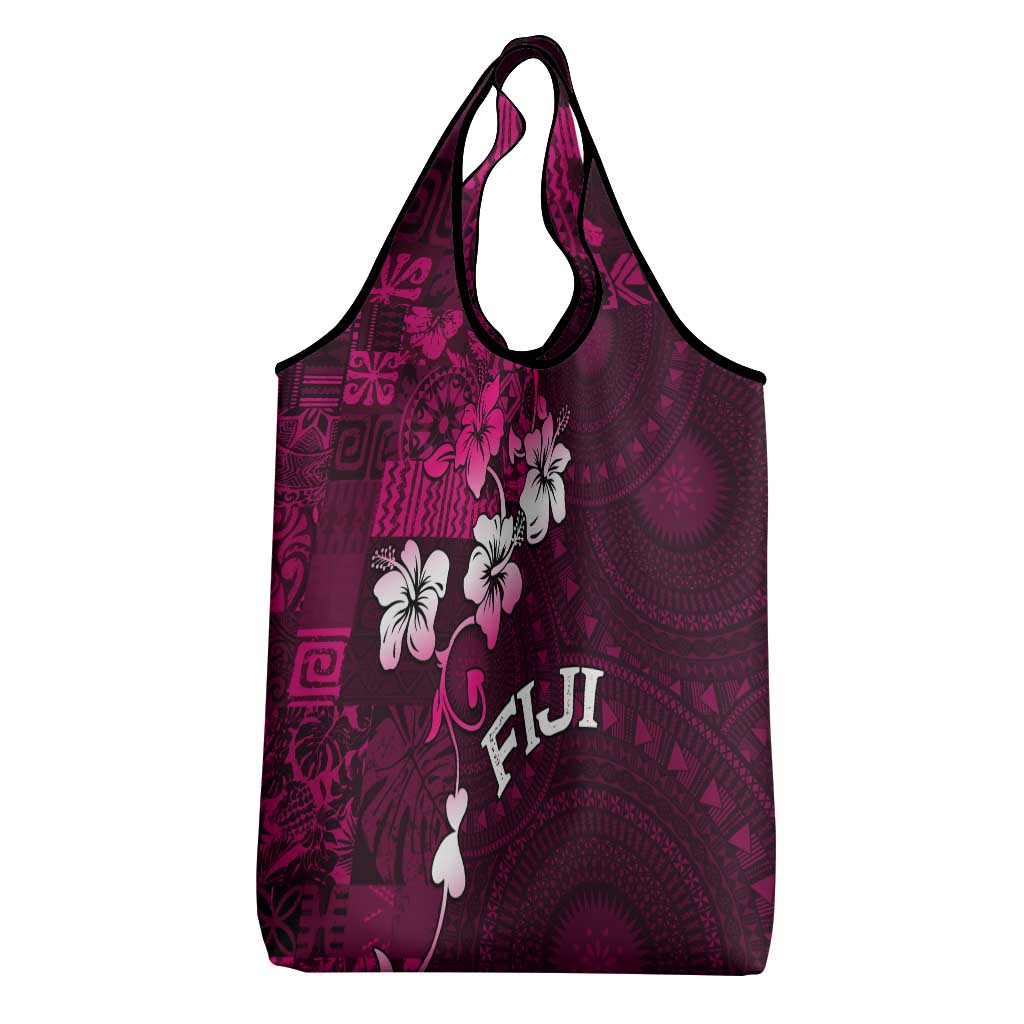 Fiji Masi Grocery Bag Fijian Hibiscus Tapa Pink Version LT01 - Polynesian Pride