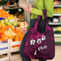 Fiji Masi Grocery Bag Fijian Hibiscus Tapa Pink Version LT01 - Polynesian Pride
