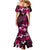 Fiji Masi Mermaid Dress Fijian Hibiscus Tapa Pink Version LT01 - Polynesian Pride