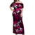 Fiji Masi Off Shoulder Maxi Dress Fijian Hibiscus Tapa Pink Version LT01 Women Pink - Polynesian Pride