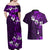 Fiji Masi Couples Matching Off Shoulder Maxi Dress and Hawaiian Shirt Fijian Hibiscus Tapa Purple Version LT01 - Polynesian Pride