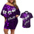 Fiji Masi Couples Matching Off Shoulder Short Dress and Hawaiian Shirt Fijian Hibiscus Tapa Purple Version LT01 Purple - Polynesian Pride