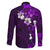 Fiji Masi Family Matching Long Sleeve Bodycon Dress and Hawaiian Shirt Fijian Hibiscus Tapa Purple Version LT01 - Polynesian Pride