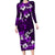 Fiji Masi Family Matching Long Sleeve Bodycon Dress and Hawaiian Shirt Fijian Hibiscus Tapa Purple Version LT01 Mom's Dress Purple - Polynesian Pride